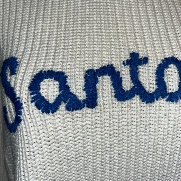 SANTORNI GREEK ISLES GREECE BLUE SPELLOUT "SANTORINI" ON WHITE SWEATER - EUC - M - Picture 3 of 9